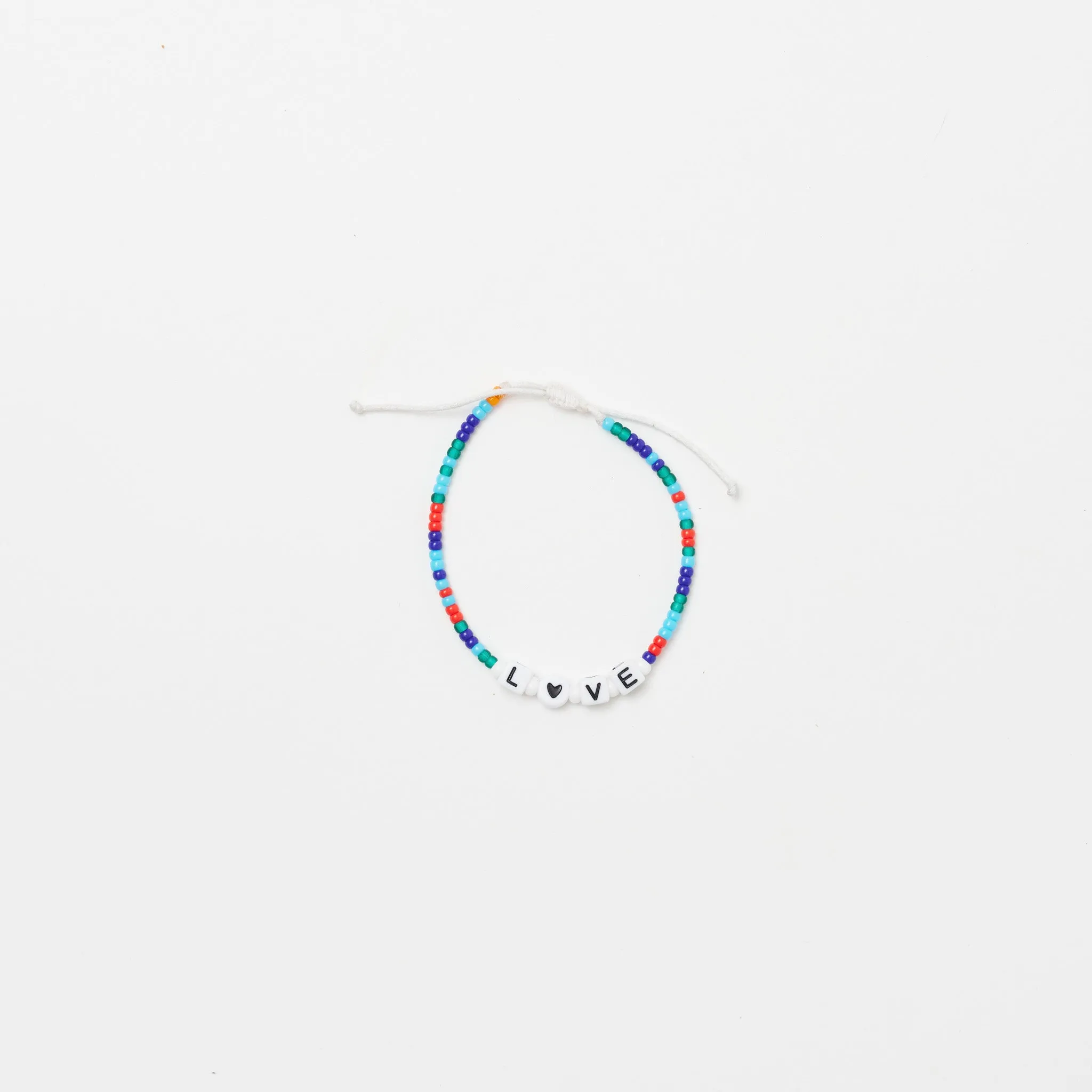 Love Heart Single Strand Bracelet - Pink/Blue Multi
