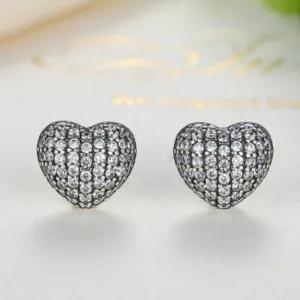 Luxury Heart Stud Earrings Women Anniverssary Wedding Jewelry