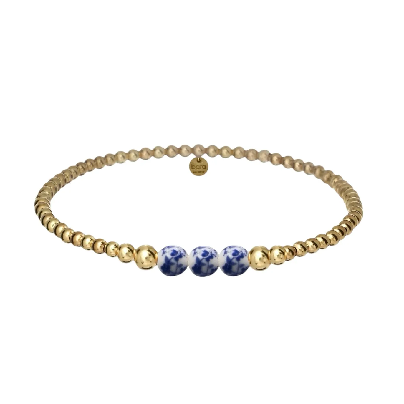 MAGNOLIA | Blue Floral Porcelain with Gold-Filled beads & Pearls Bracelet