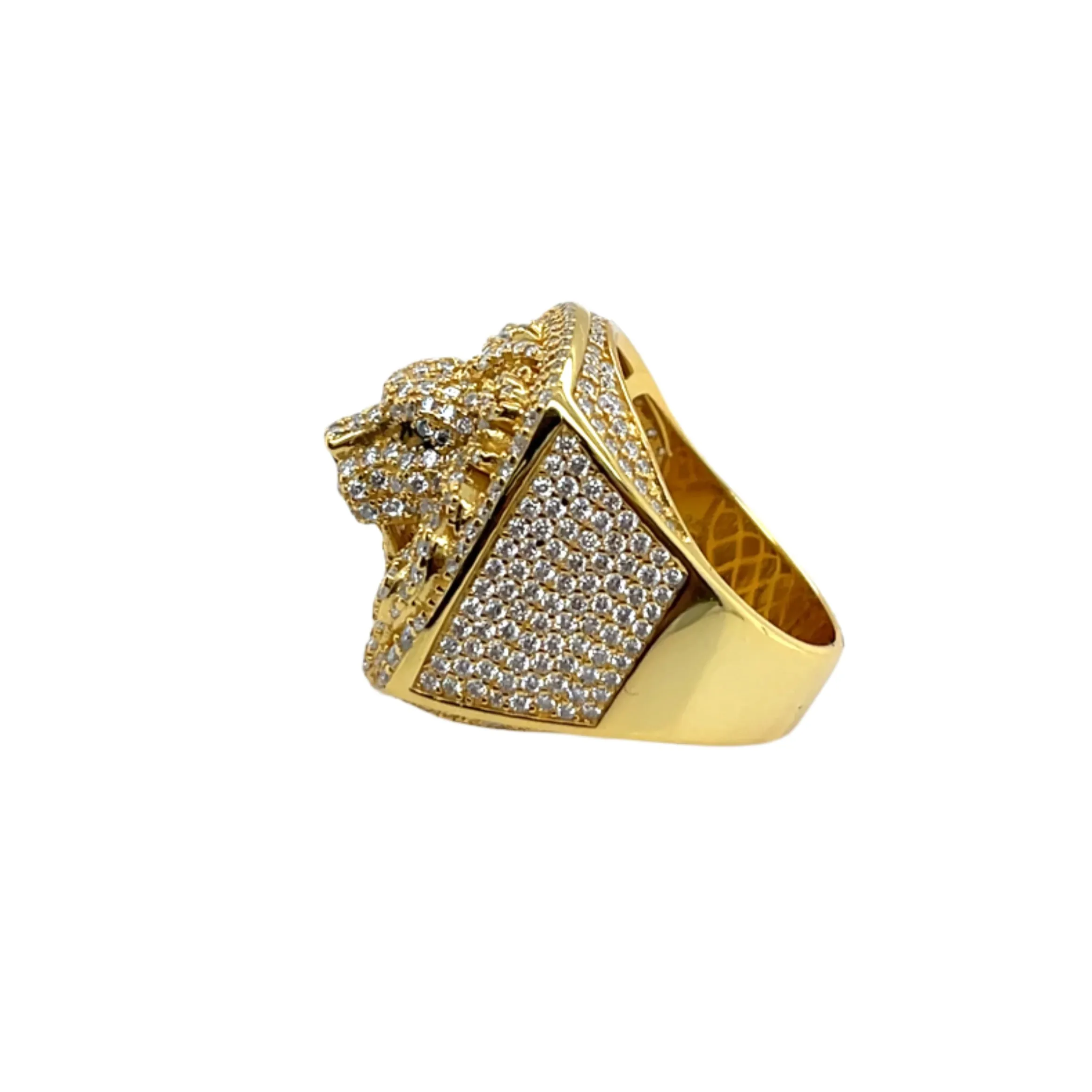 Majestic Lion Head Sterling Silver Ring with Round Lab-Created Moissanite - M103179