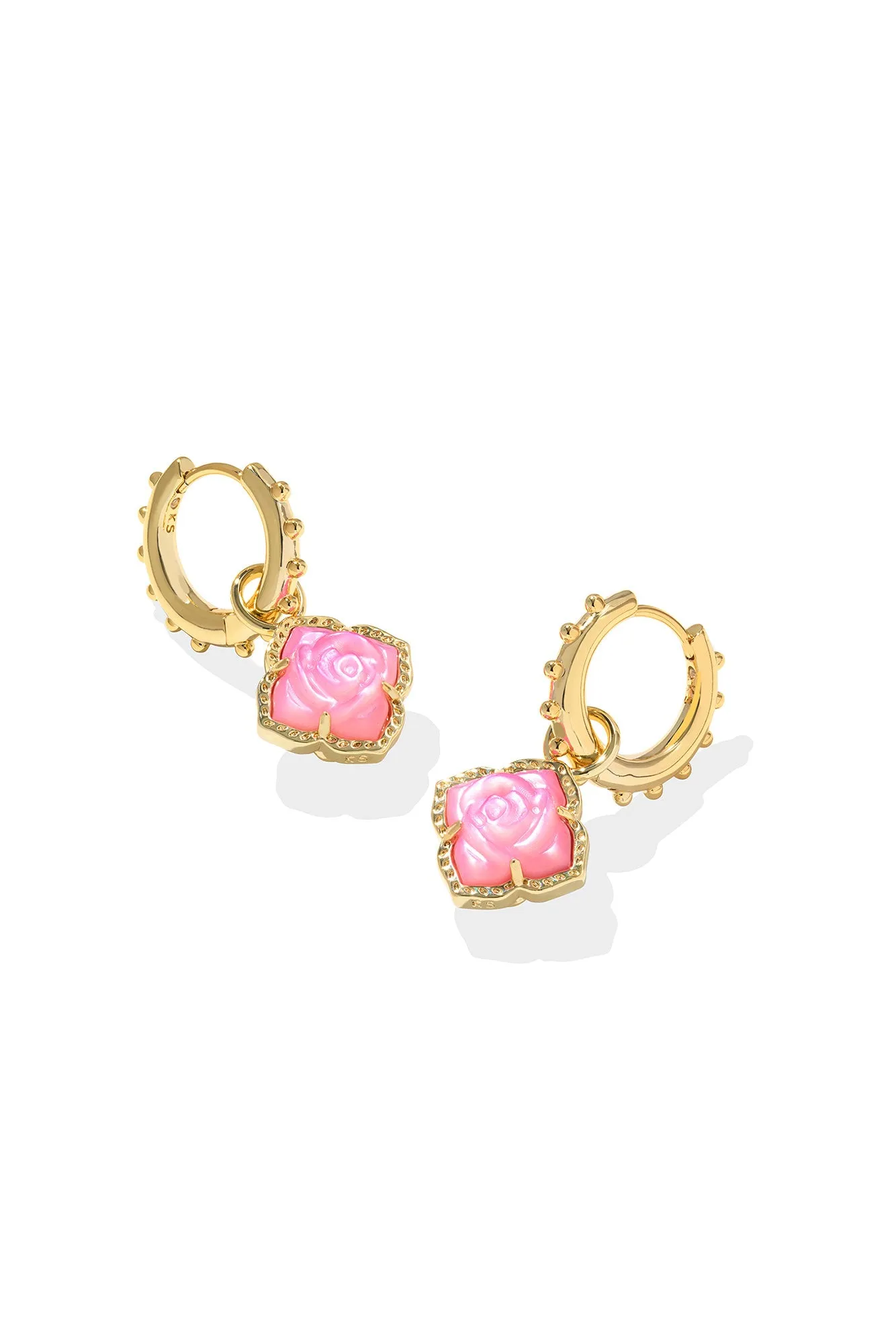 Mallory Rose Gold Huggie Earrings Blush Ivory Mother Of Pearl