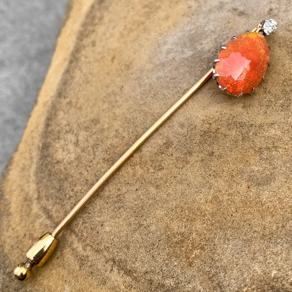 Marcus & Co Fire Opal & Diamond Pin