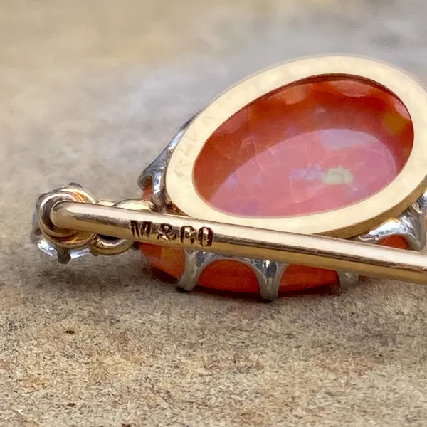 Marcus & Co Fire Opal & Diamond Pin