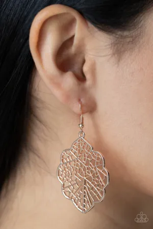 Meadow Mosaic - Rose Gold - Leafy Frame Paparazzi Fishhook Earrings