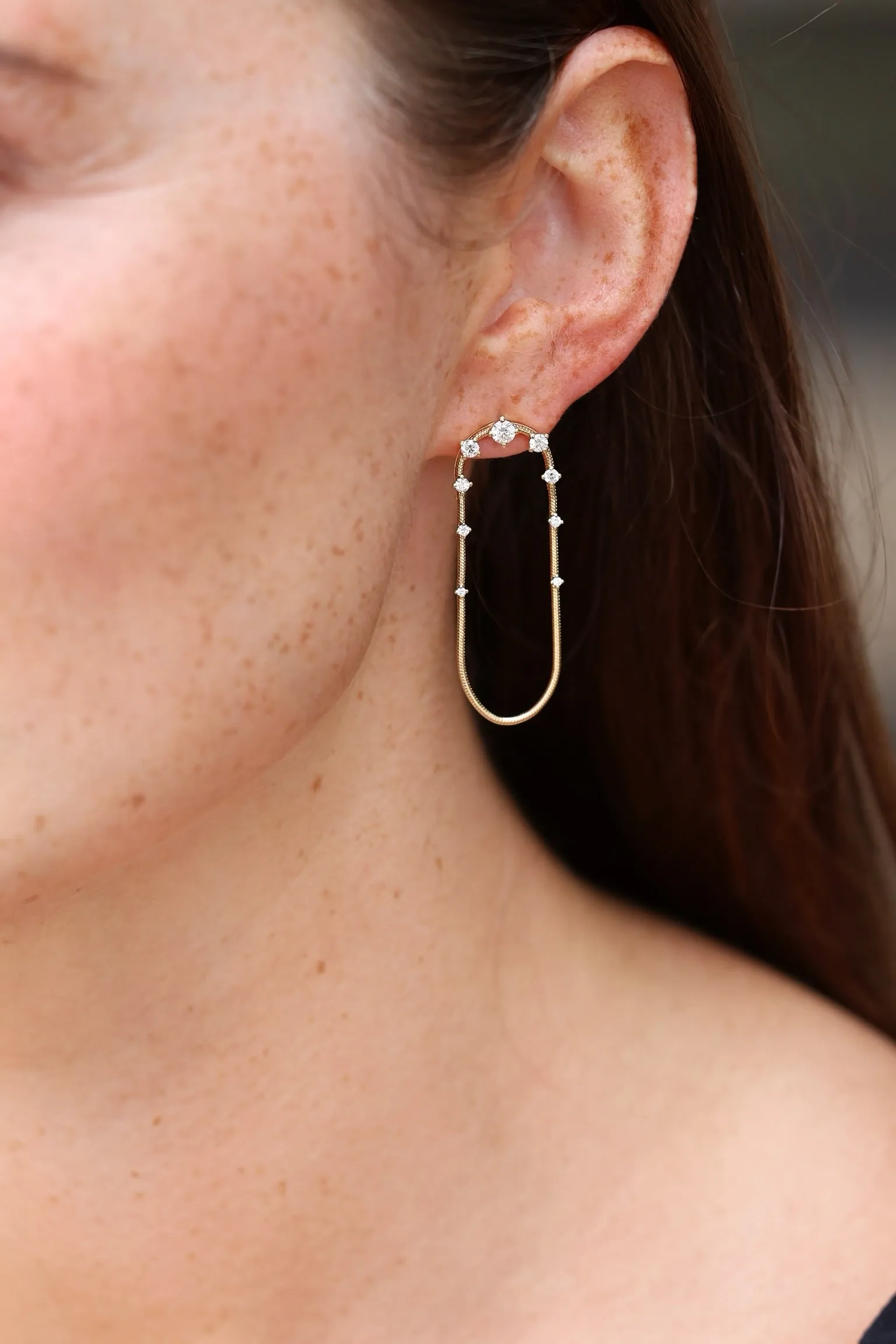 Medium Diamond Single Chain Earrings