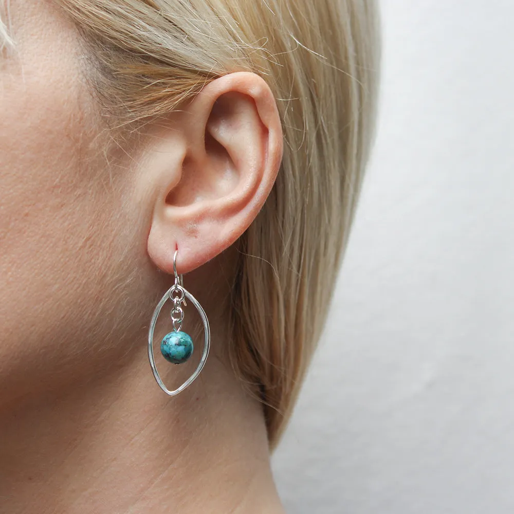 Medium Leaf Ring with Turquoise Bead Wire Earrings