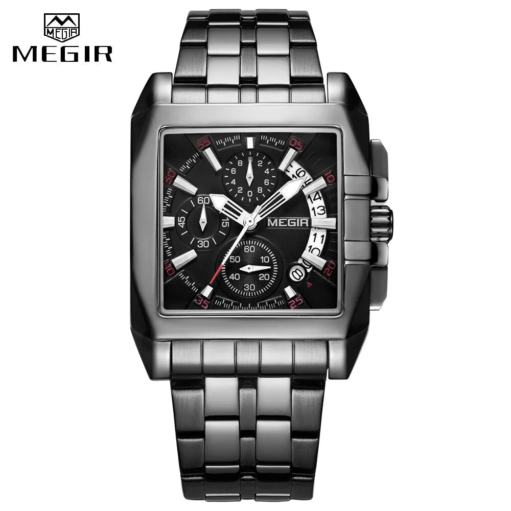 MEGIR Fashion Chronograph Watches Top Luxury Brand Stainless Steel Waterproof Quartz Watch Men Business Date Wristwatches