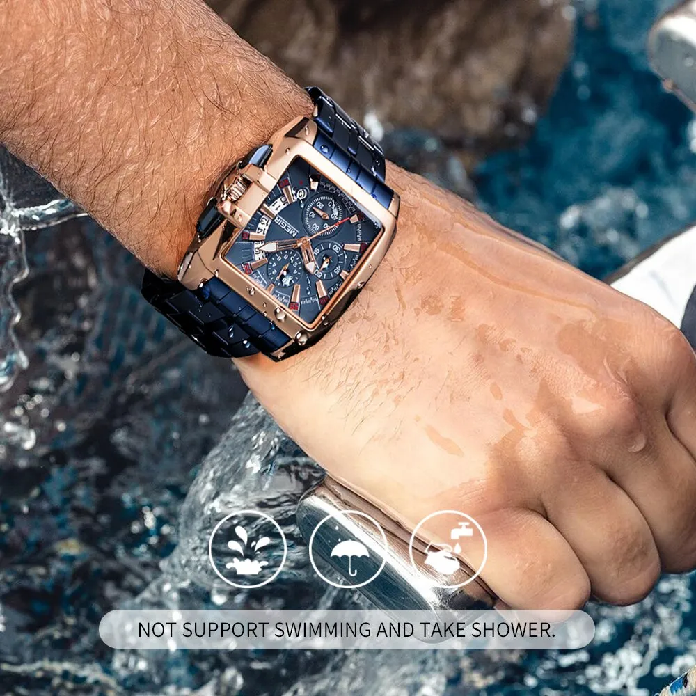 MEGIR Fashion Chronograph Watches Top Luxury Brand Stainless Steel Waterproof Quartz Watch Men Business Date Wristwatches