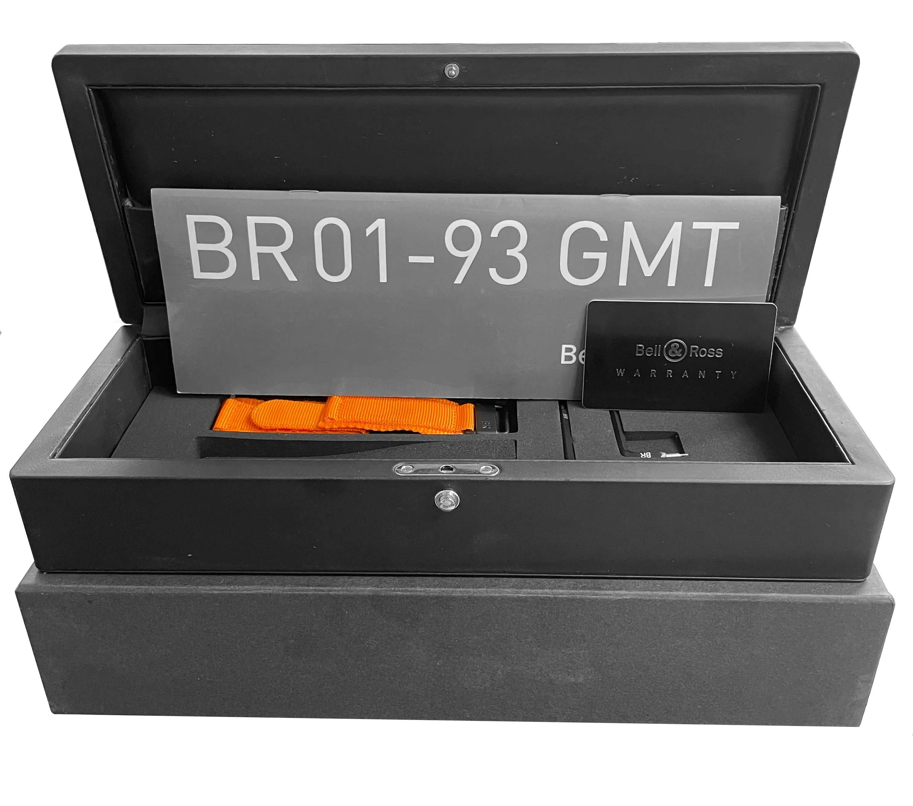 Men's Bell & Ross BR01-93 GMT Black PVD Stainless Steel Orange 46mm Square Watch