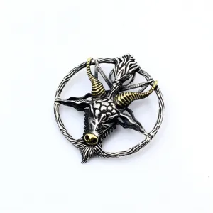 Men's Real Solid 925 Sterling Silver Necklaces Pendants Goat Head Devil Five-Pointed Star