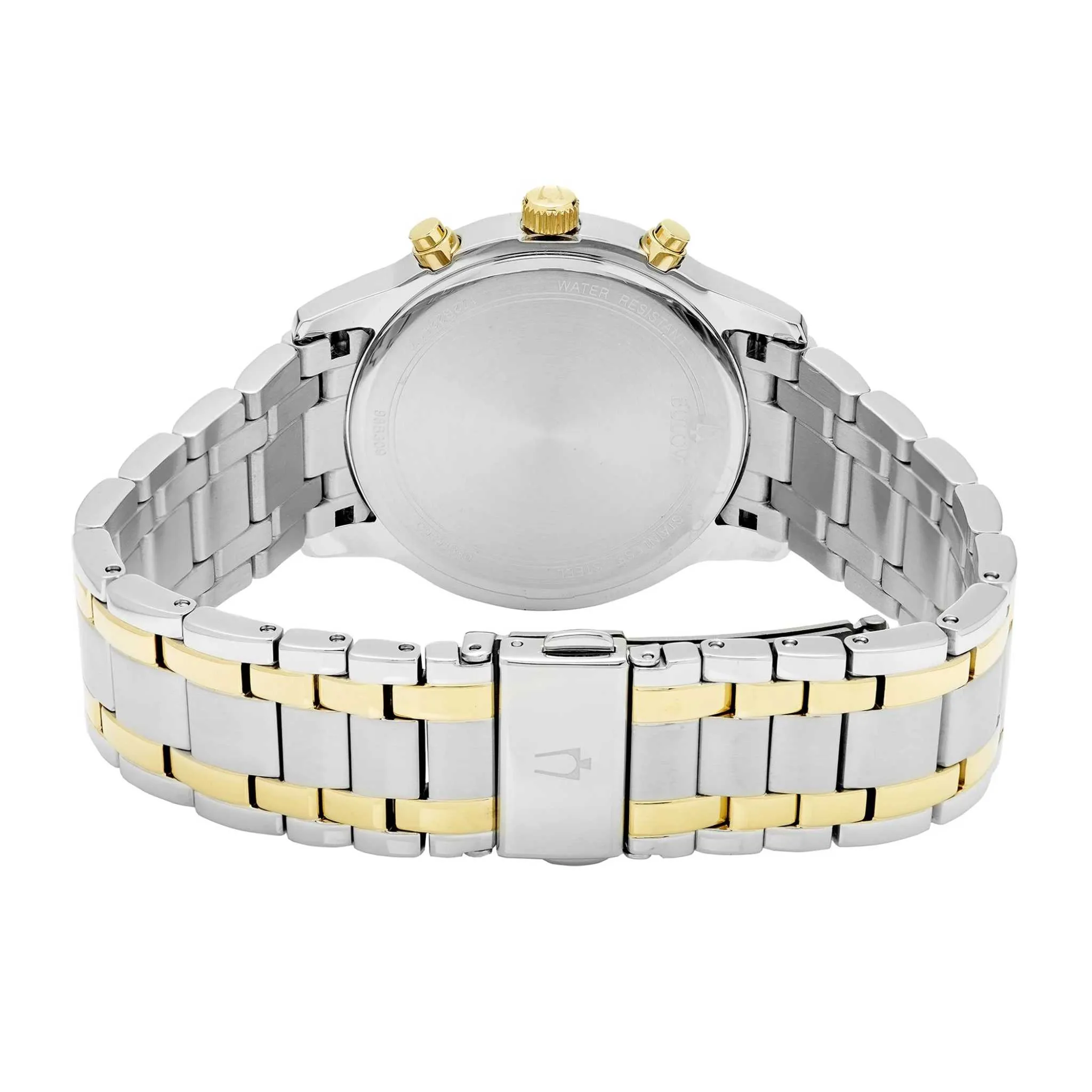 Men'S Two Tone Chronograph Silver Dial Bracelet Watch