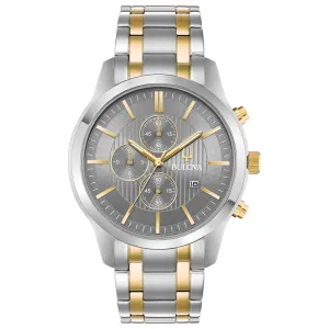 Men'S Two Tone Chronograph Silver Dial Bracelet Watch