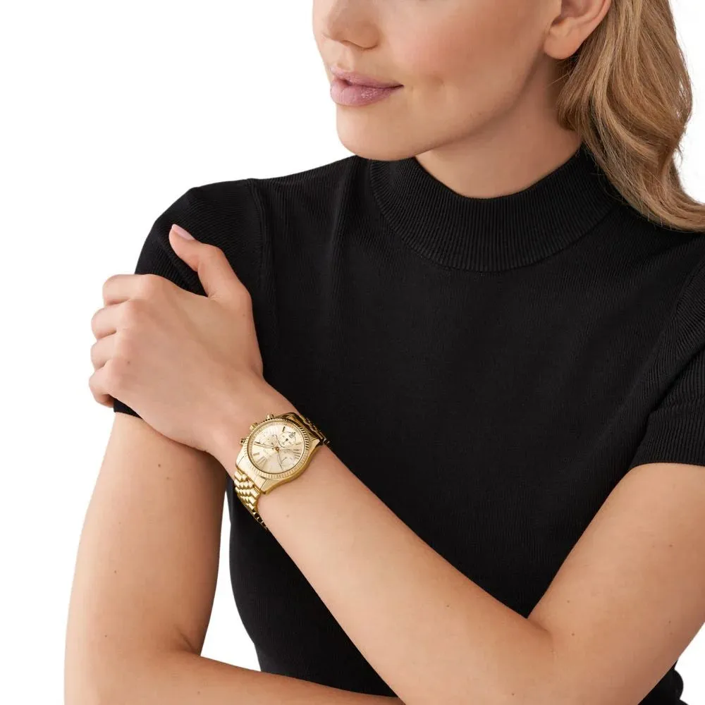 Michael Kors Lexington Chronograph Ladies Gold-Tone Stainless Steel Watch
