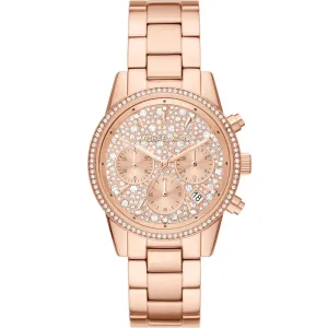 Michael Kors Ritz Ladies Rose Gold Chronograph Watch