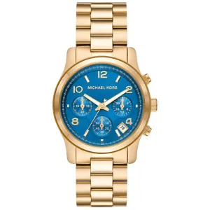 Michael Kors Runway Ladies Blue Dial Gold-Tone Watch