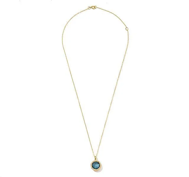 Mini Lollipop Pendant in London Blue Topaz and Diamonds