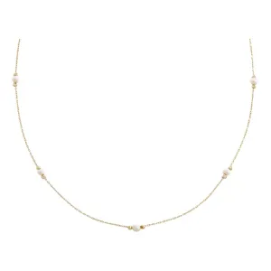 Mini Pearl Embedded Chain Choker Necklace 14K