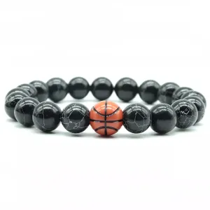 Minimalist Gym Bracelet for Men - Basketball Football Natural Stone Beaded Bracelet, Perfect Love Gift for Boyfriend