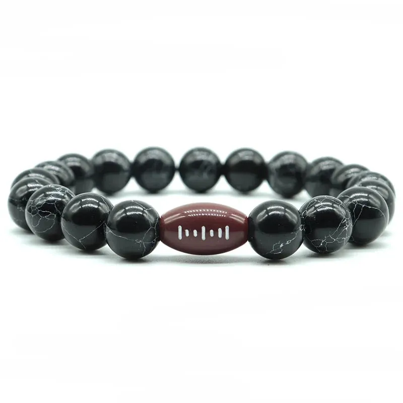 Minimalist Gym Bracelet for Men - Basketball Football Natural Stone Beaded Bracelet, Perfect Love Gift for Boyfriend