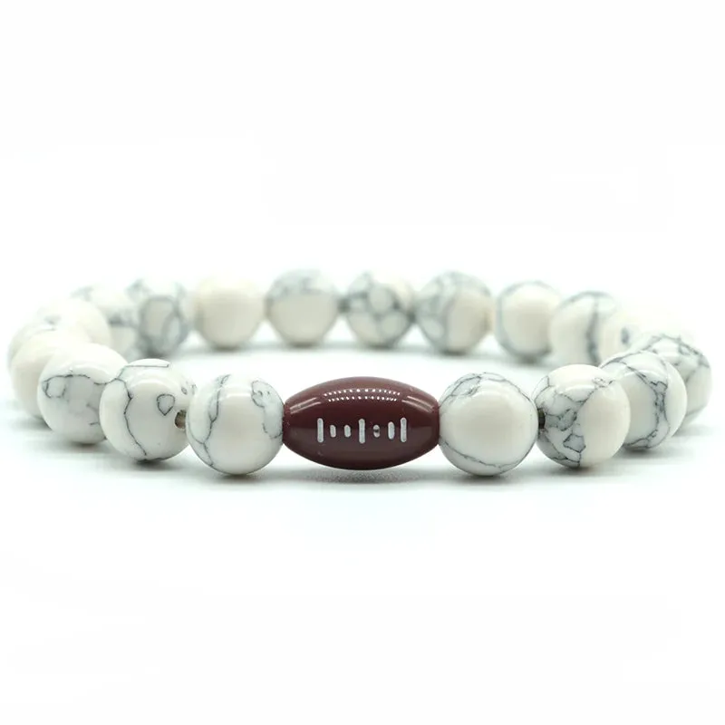 Minimalist Gym Bracelet for Men - Basketball Football Natural Stone Beaded Bracelet, Perfect Love Gift for Boyfriend