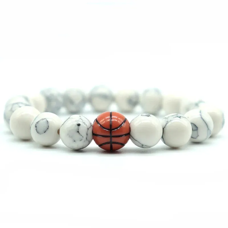 Minimalist Gym Bracelet for Men - Basketball Football Natural Stone Beaded Bracelet, Perfect Love Gift for Boyfriend