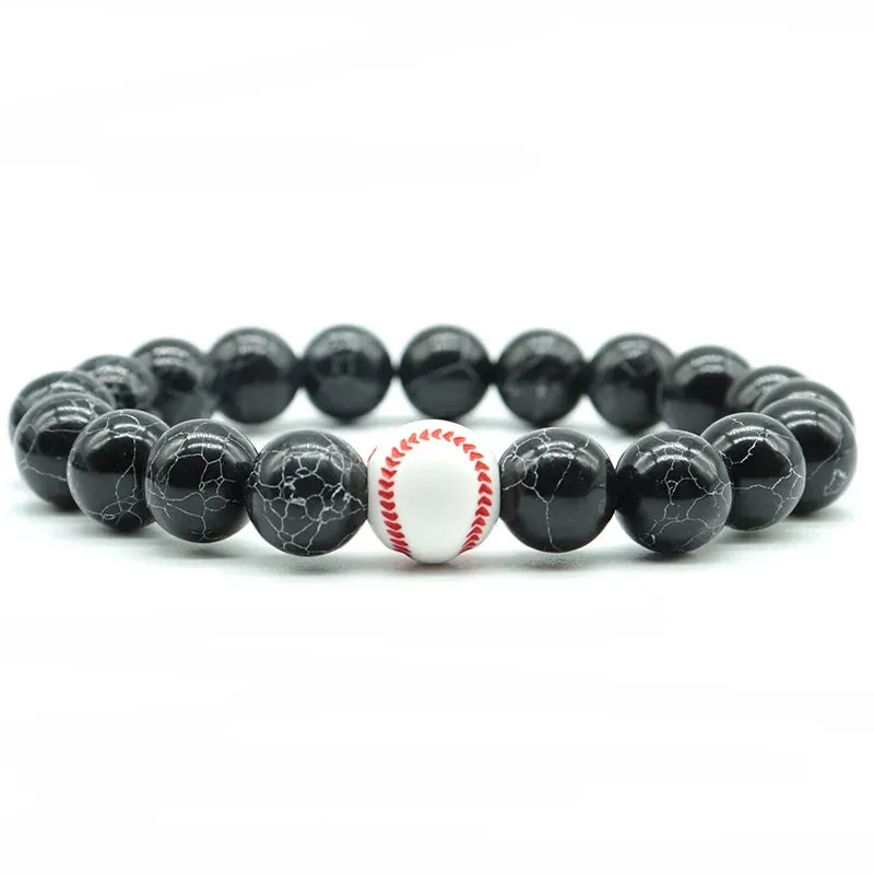 Minimalist Gym Bracelet for Men - Basketball Football Natural Stone Beaded Bracelet, Perfect Love Gift for Boyfriend