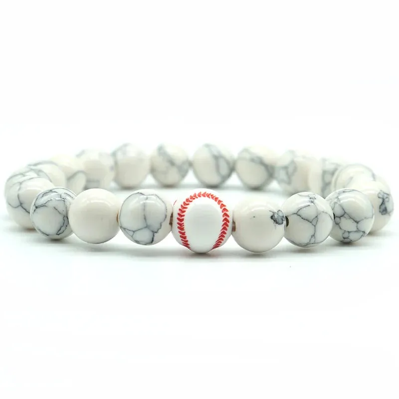 Minimalist Gym Bracelet for Men - Basketball Football Natural Stone Beaded Bracelet, Perfect Love Gift for Boyfriend
