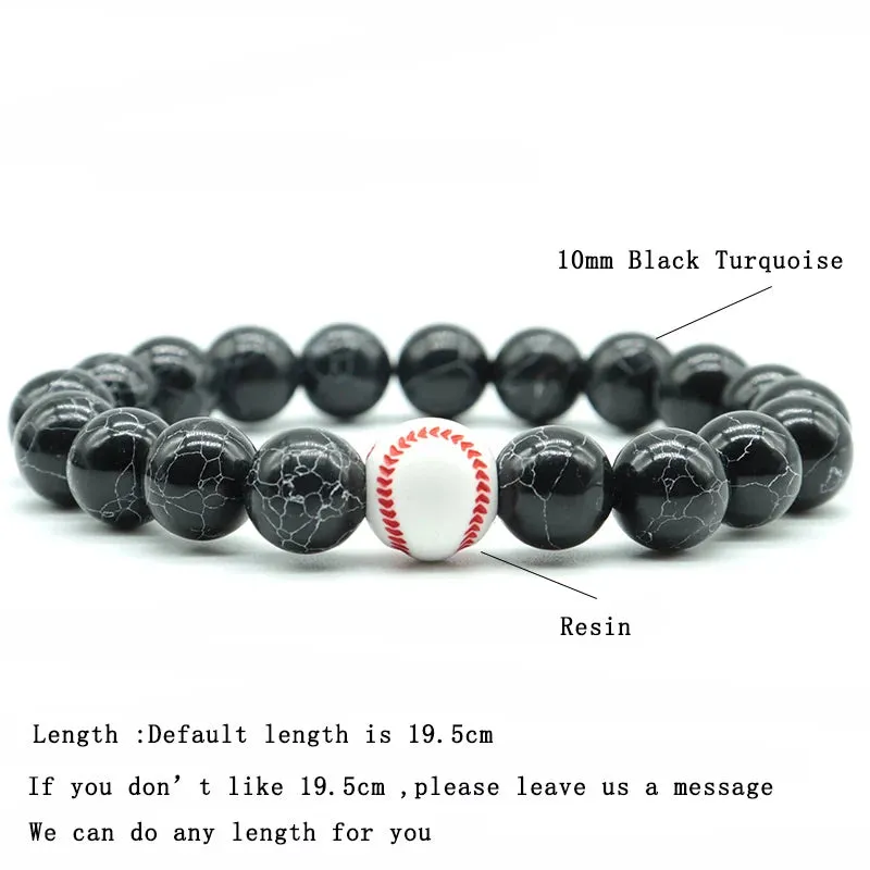Minimalist Gym Bracelet for Men - Basketball Football Natural Stone Beaded Bracelet, Perfect Love Gift for Boyfriend