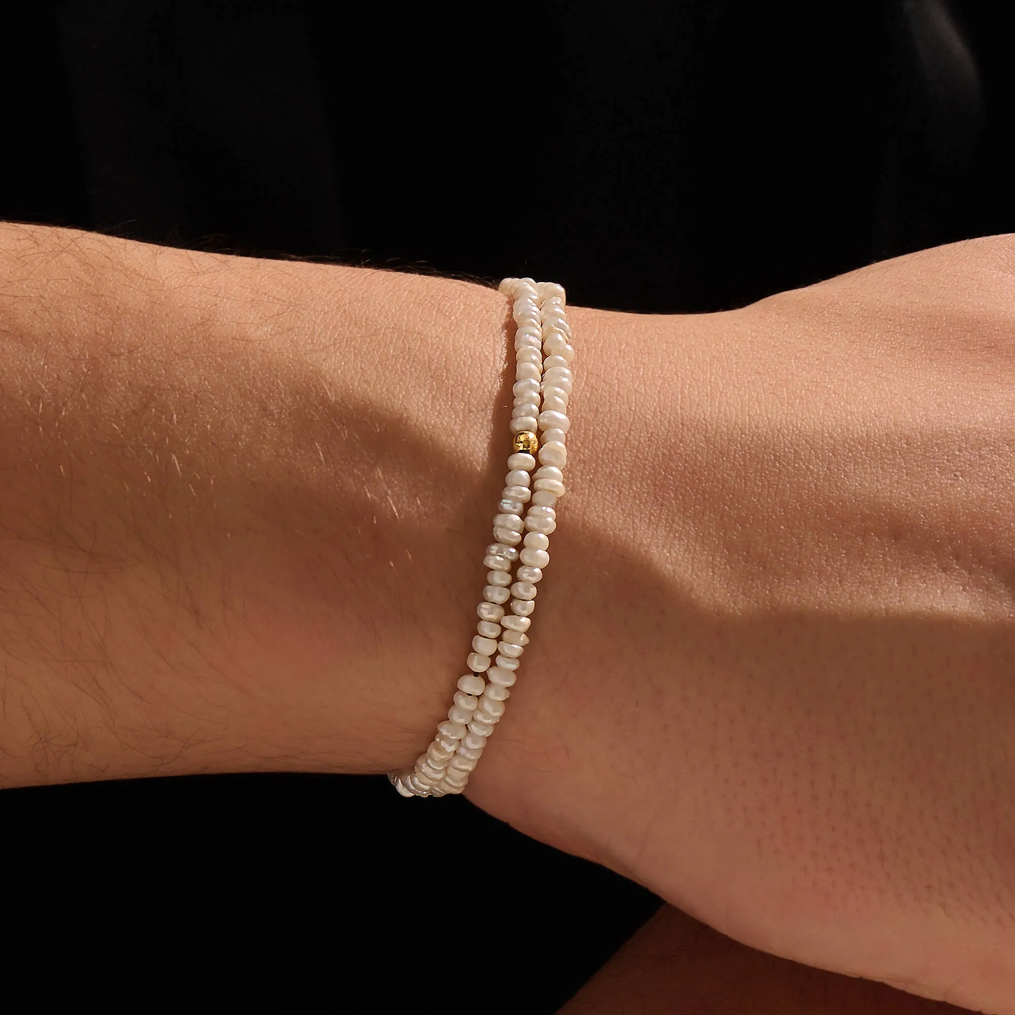 Minimalist Seed Pearl Double Beaded Bracelet