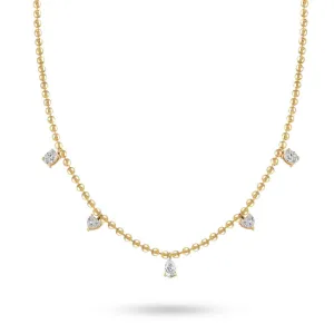 Multi Diamond Droplet Choker-Yellow Gold