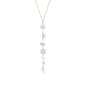Multi Shape Large Pearl Lariat Necklace