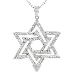 My Daily Styles Womens 925 Sterling Silver Large Star of David CZ Pendant