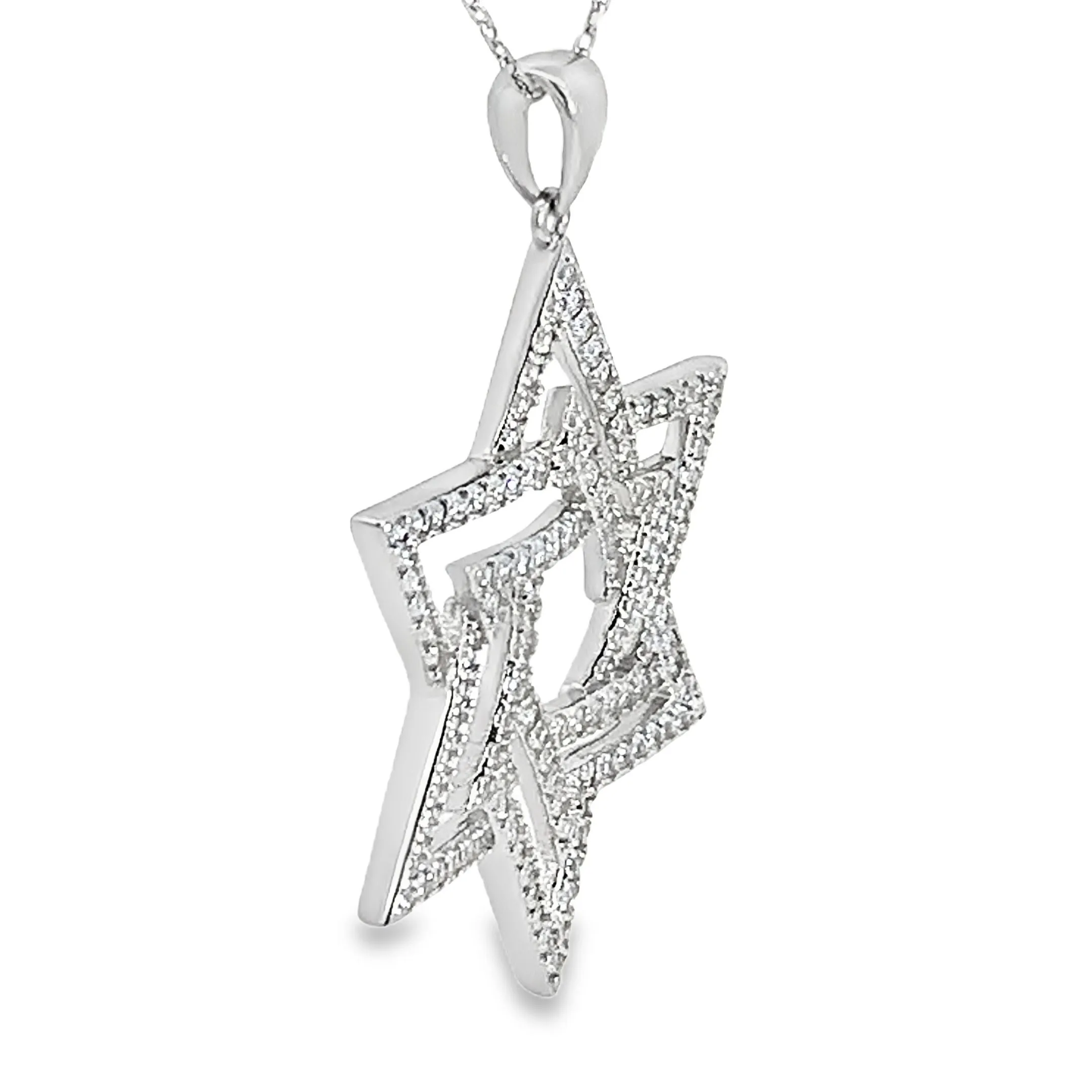 My Daily Styles Womens 925 Sterling Silver Large Star of David CZ Pendant