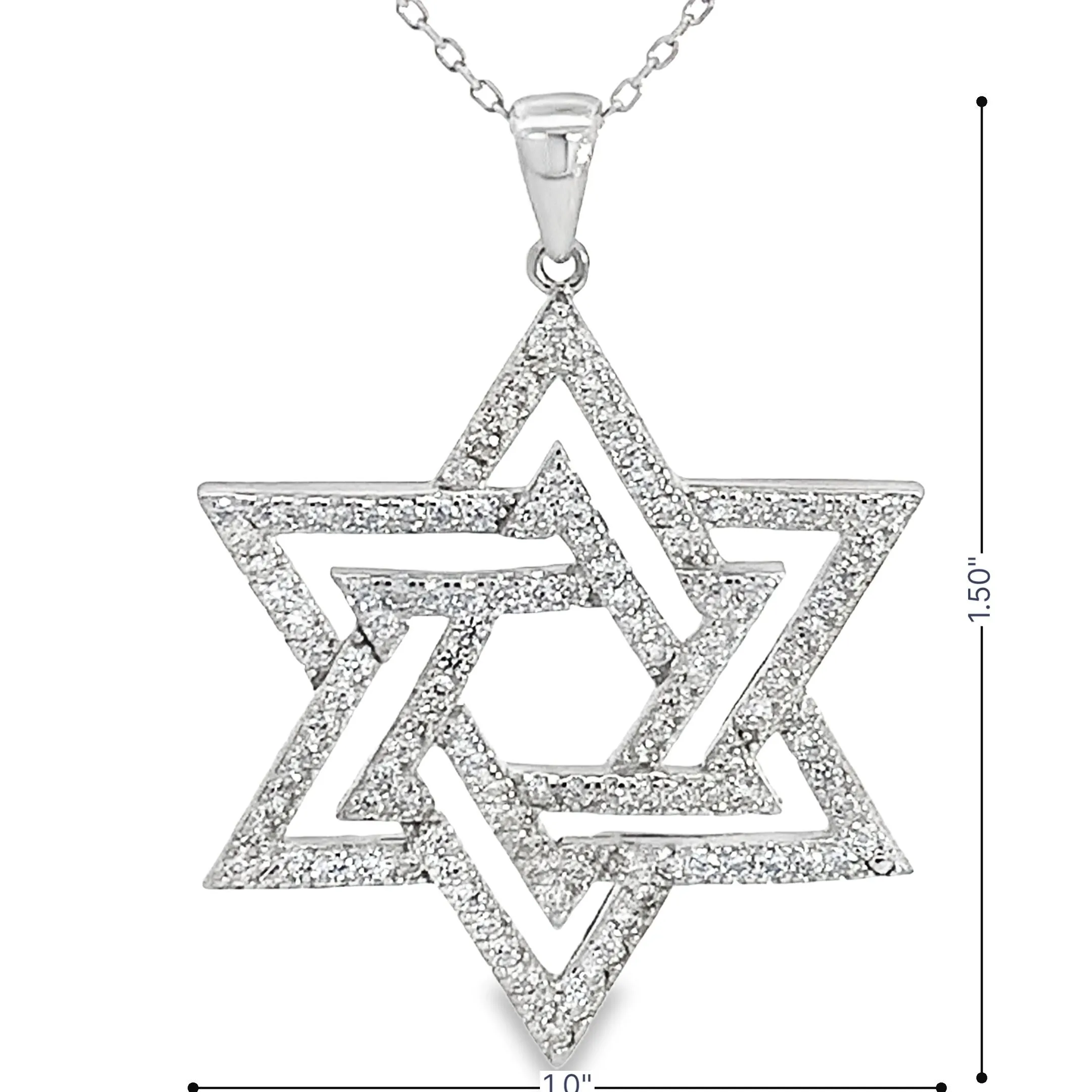 My Daily Styles Womens 925 Sterling Silver Large Star of David CZ Pendant