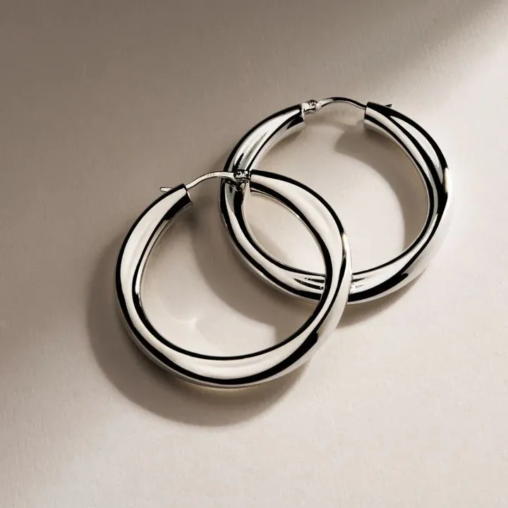 Najo E6962 Dune Large Hoop Silver Earrings