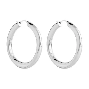 Najo E6962 Dune Large Hoop Silver Earrings