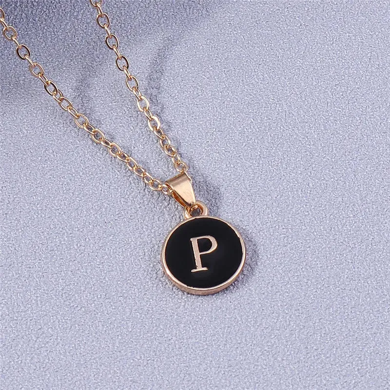 Name Initials Letter Pendant Necklace Enamel A-Z Alphabet Necklaces Girls Birthday Gifts Jewelry Accessories