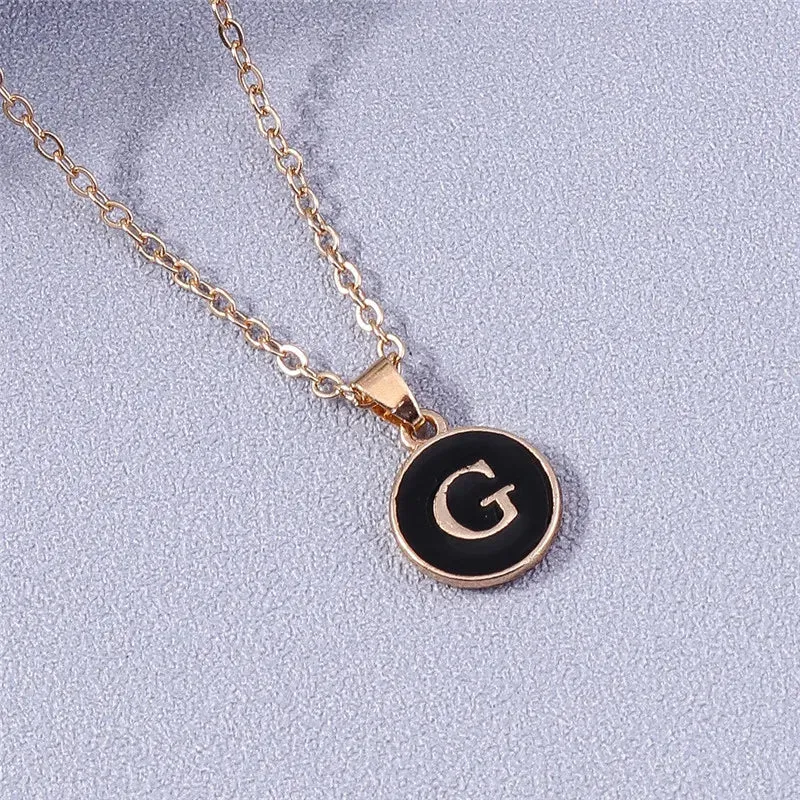Name Initials Letter Pendant Necklace Enamel A-Z Alphabet Necklaces Girls Birthday Gifts Jewelry Accessories