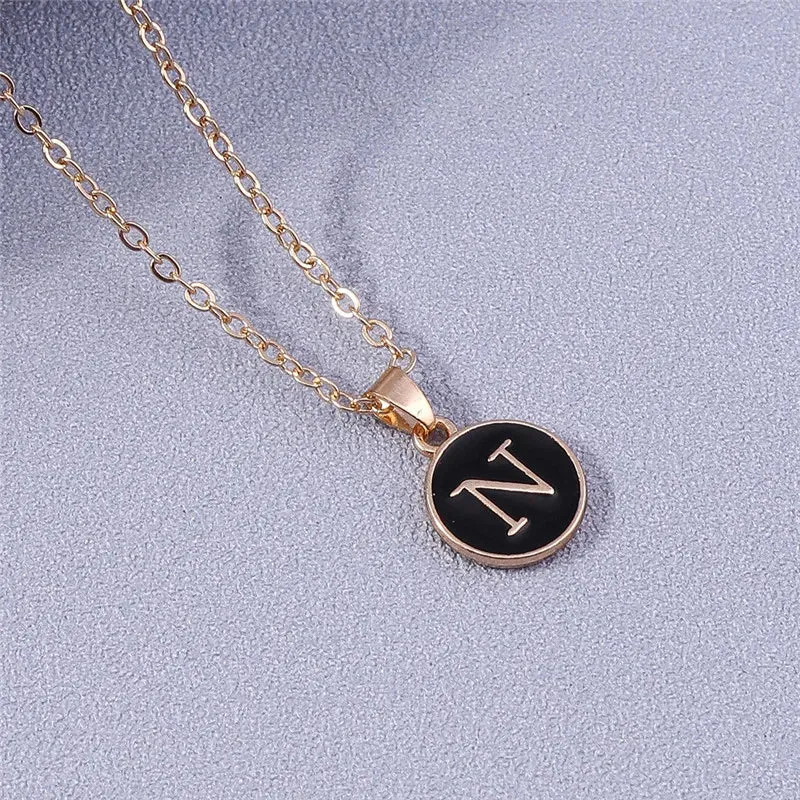 Name Initials Letter Pendant Necklace Enamel A-Z Alphabet Necklaces Girls Birthday Gifts Jewelry Accessories