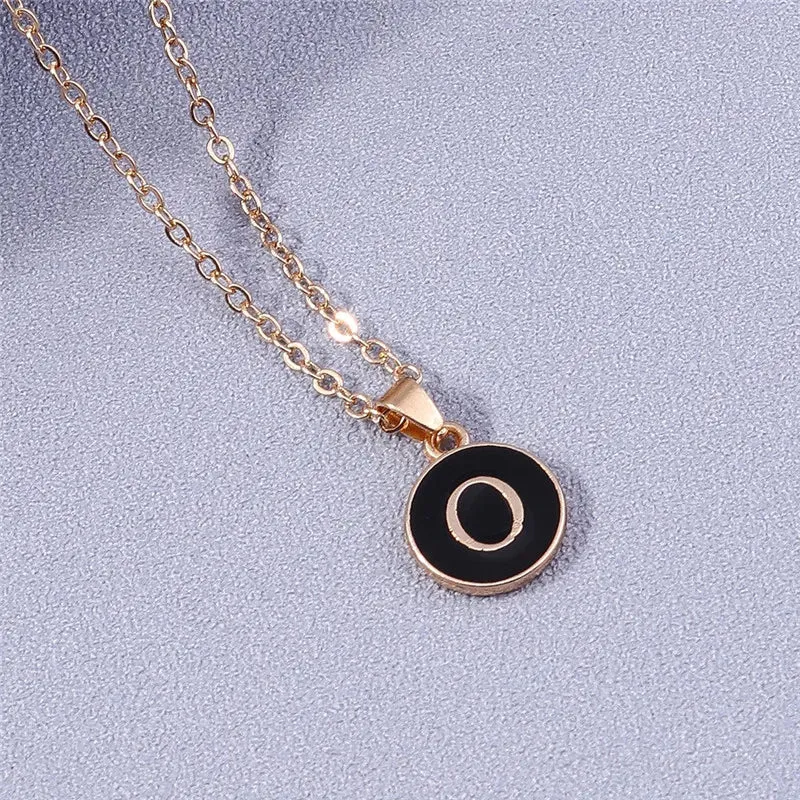 Name Initials Letter Pendant Necklace Enamel A-Z Alphabet Necklaces Girls Birthday Gifts Jewelry Accessories