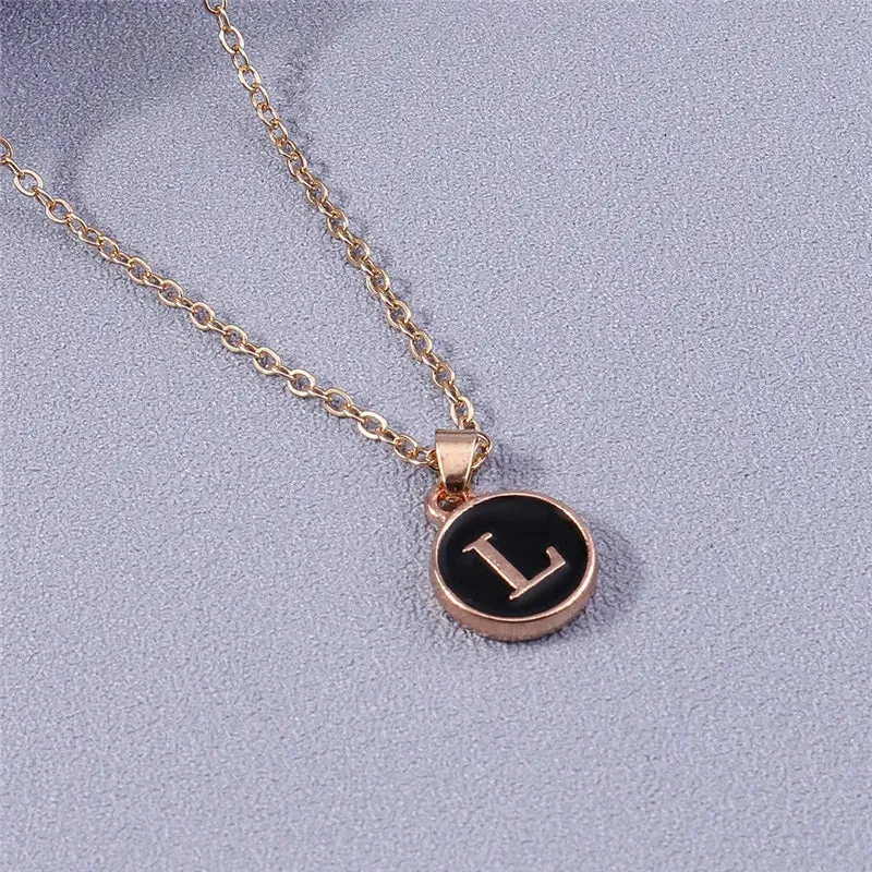 Name Initials Letter Pendant Necklace Enamel A-Z Alphabet Necklaces Girls Birthday Gifts Jewelry Accessories