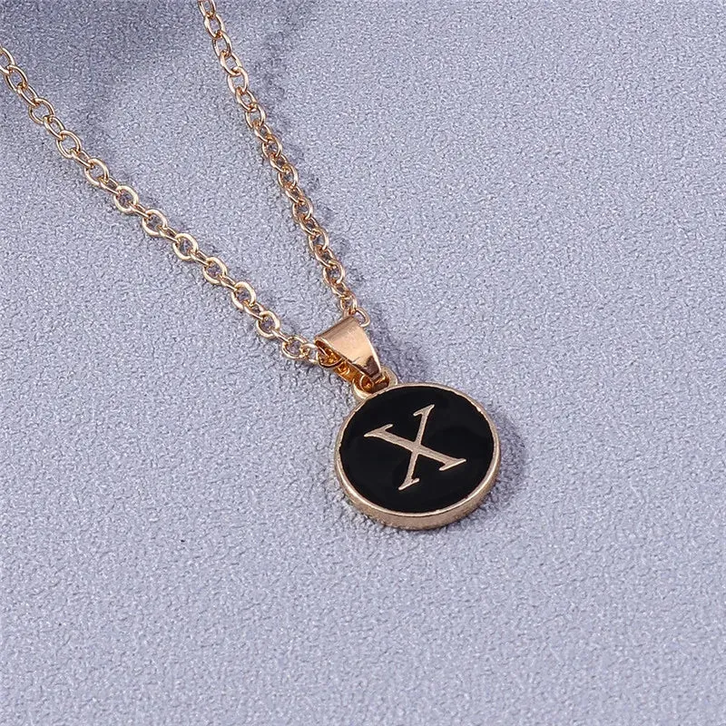 Name Initials Letter Pendant Necklace Enamel A-Z Alphabet Necklaces Girls Birthday Gifts Jewelry Accessories