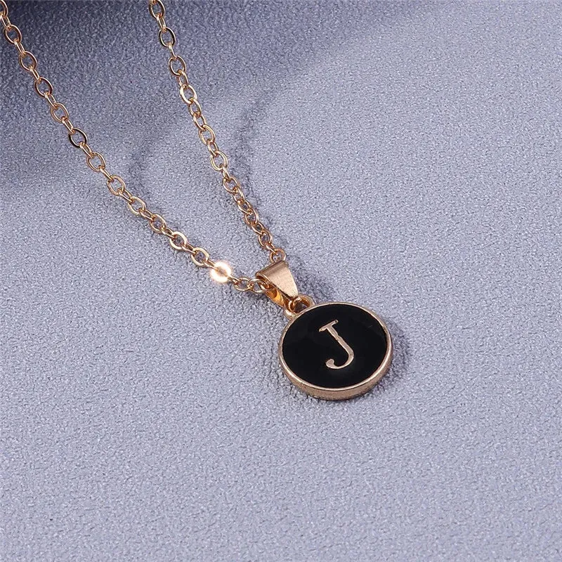 Name Initials Letter Pendant Necklace Enamel A-Z Alphabet Necklaces Girls Birthday Gifts Jewelry Accessories