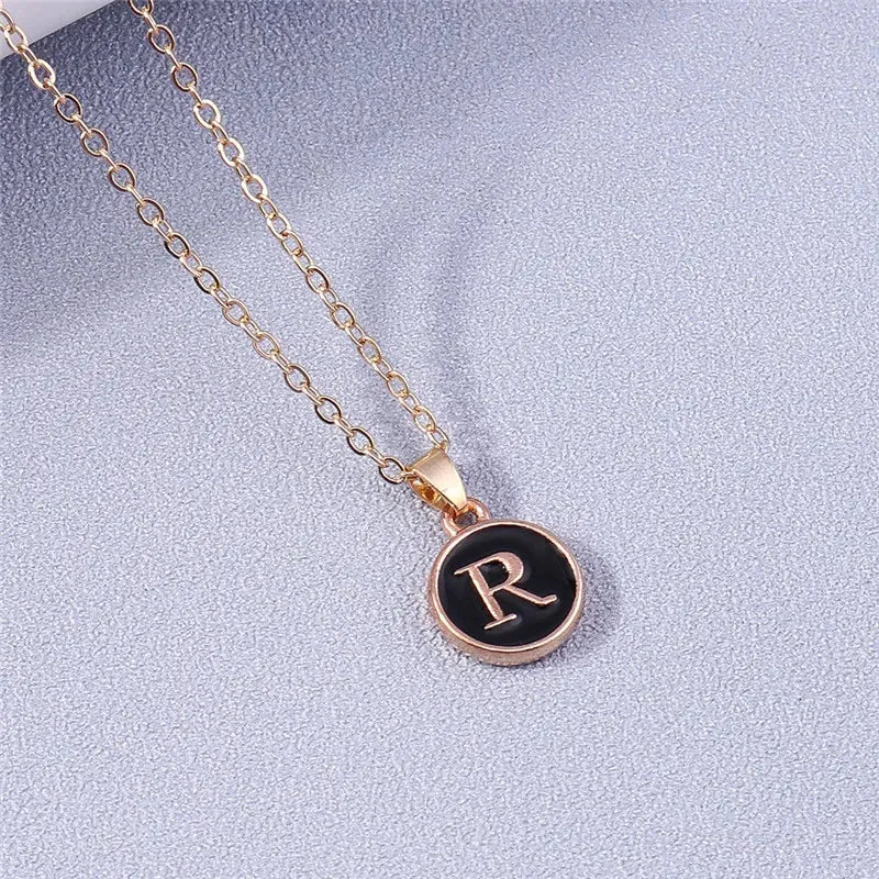 Name Initials Letter Pendant Necklace Enamel A-Z Alphabet Necklaces Girls Birthday Gifts Jewelry Accessories