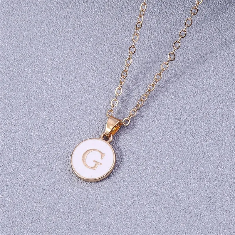 Name Initials Letter Pendant Necklace Enamel A-Z Alphabet Necklaces Girls Birthday Gifts Jewelry Accessories