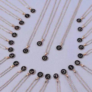 Name Initials Letter Pendant Necklace Enamel A-Z Alphabet Necklaces Girls Birthday Gifts Jewelry Accessories