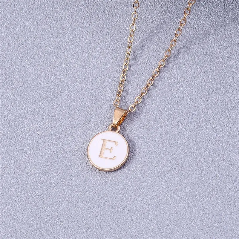 Name Initials Letter Pendant Necklace Enamel A-Z Alphabet Necklaces Girls Birthday Gifts Jewelry Accessories