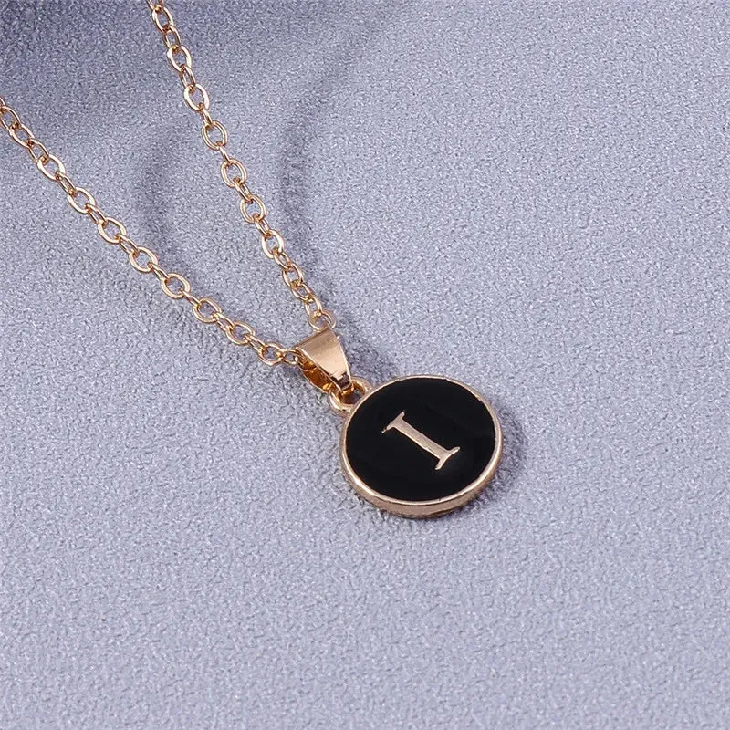 Name Initials Letter Pendant Necklace Enamel A-Z Alphabet Necklaces Girls Birthday Gifts Jewelry Accessories