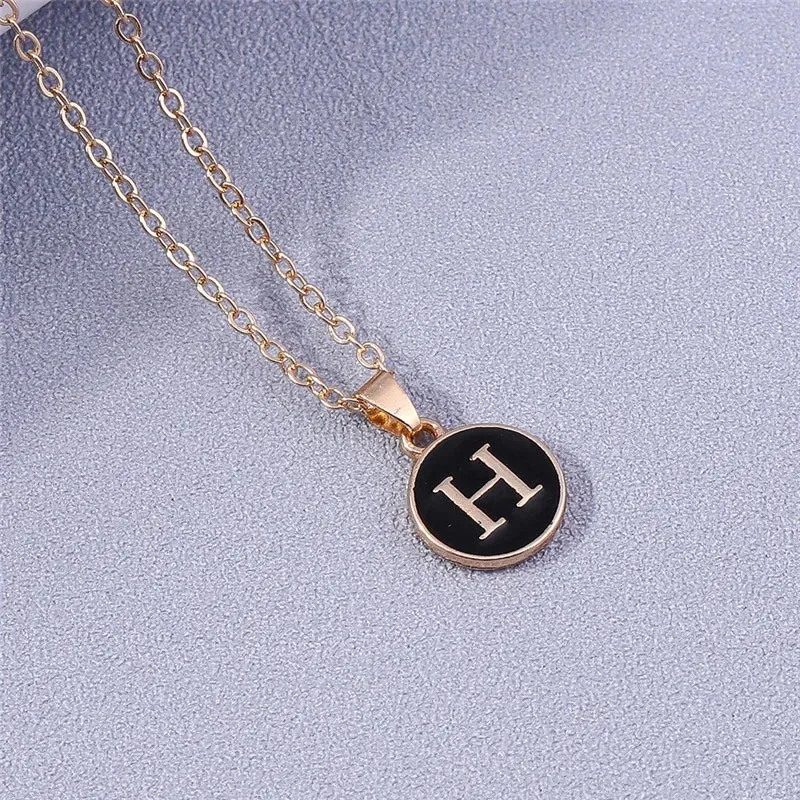 Name Initials Letter Pendant Necklace Enamel A-Z Alphabet Necklaces Girls Birthday Gifts Jewelry Accessories