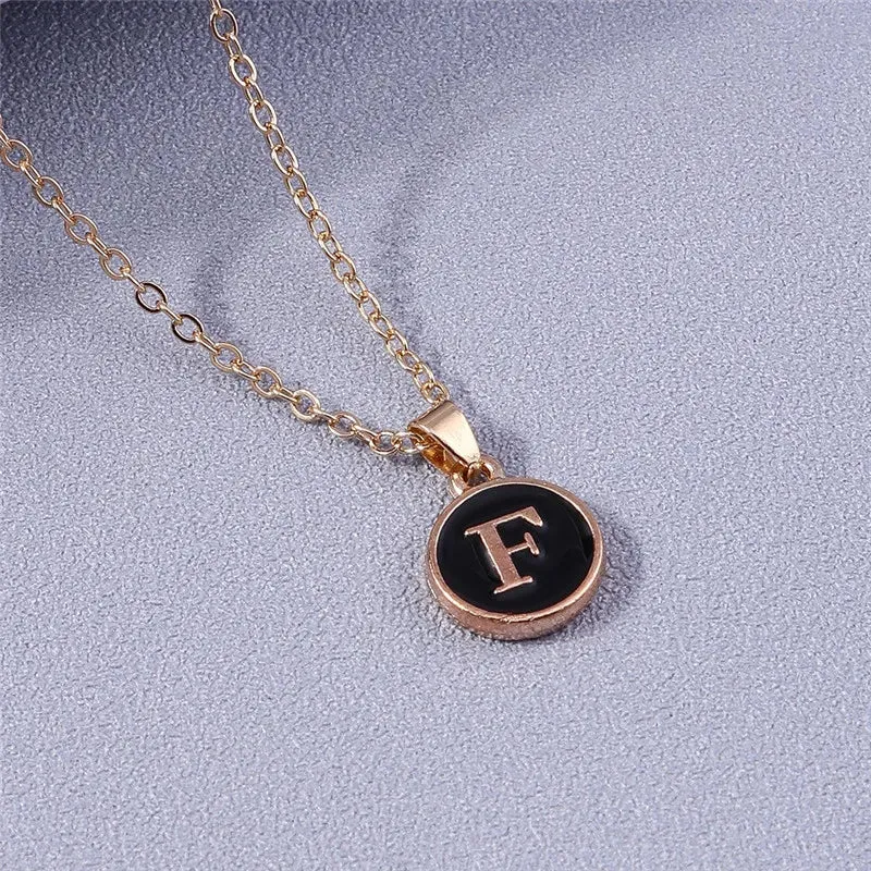 Name Initials Letter Pendant Necklace Enamel A-Z Alphabet Necklaces Girls Birthday Gifts Jewelry Accessories
